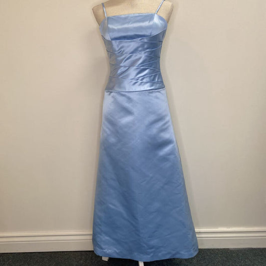 MONIQUE'S COLLECTION - PASTEL BLUE SATIN EVENING DRESS W/ SASH