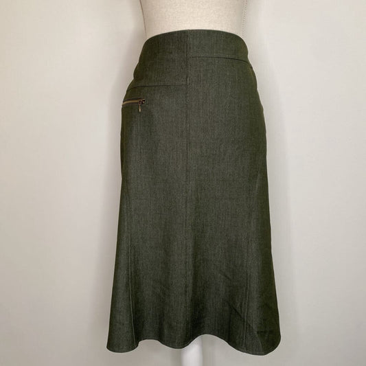 OPTION ELLE - GREEN FLARED MIDI SKIRT