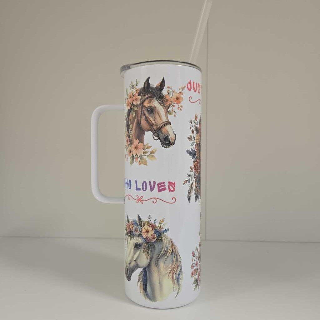 HORSE 20 OZ STAINLESS TUMBLER WITH HANDLE