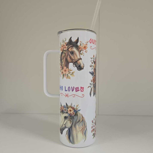HORSE 20 OZ STAINLESS TUMBLER WITH HANDLE