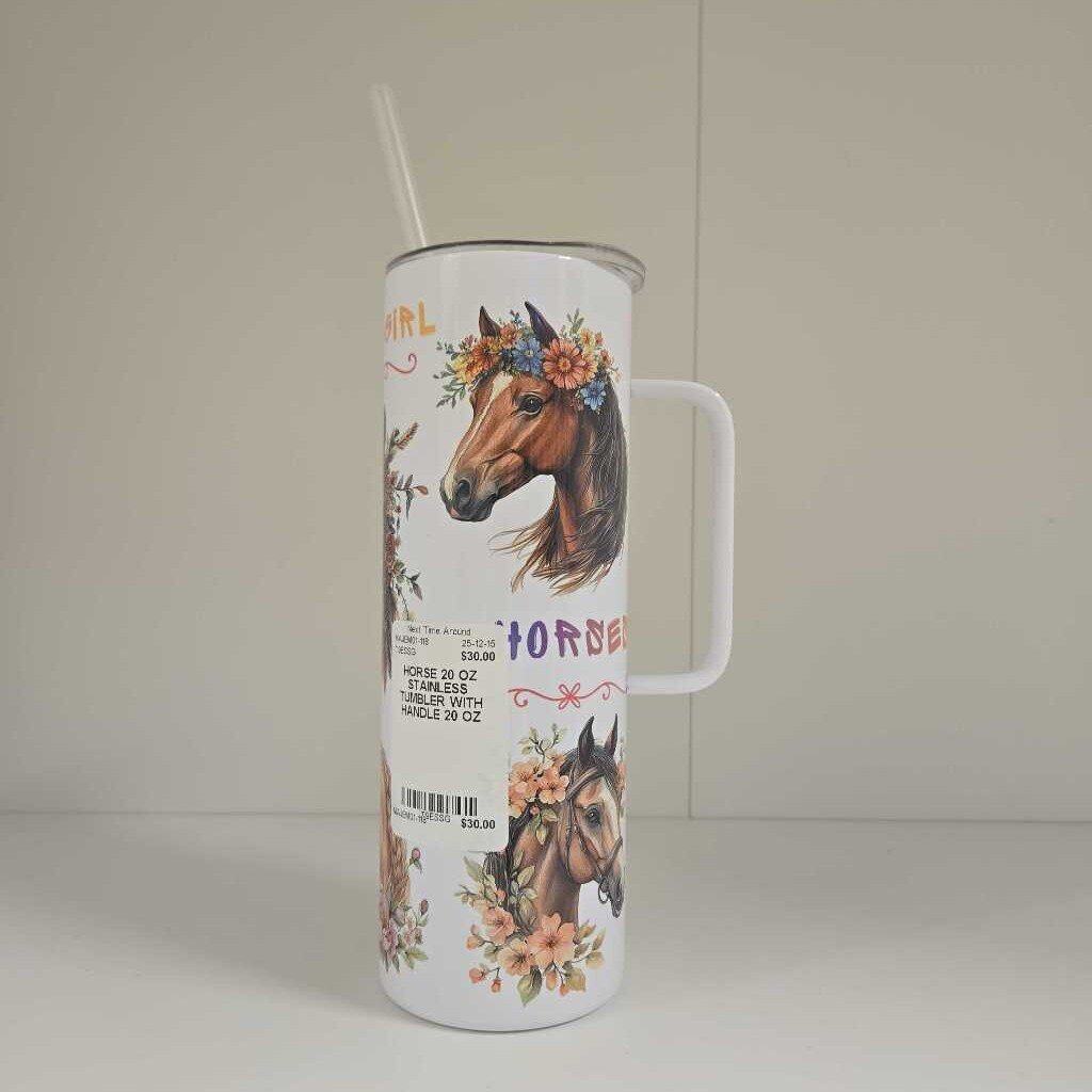 HORSE 20 OZ STAINLESS TUMBLER WITH HANDLE