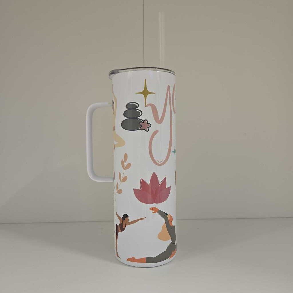 I LOVE YOGA 20 OZ STAINLESS TUMBLER WITH HANDLE