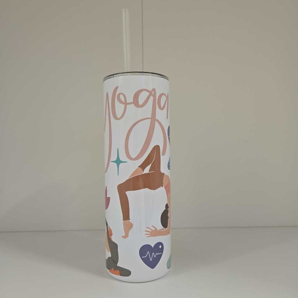 I LOVE YOGA 20 OZ STAINLESS TUMBLER WITH HANDLE
