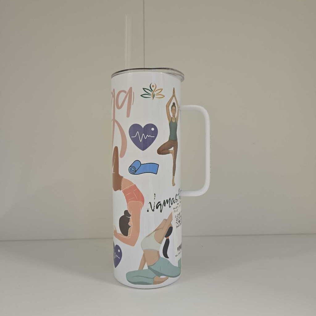I LOVE YOGA 20 OZ STAINLESS TUMBLER WITH HANDLE