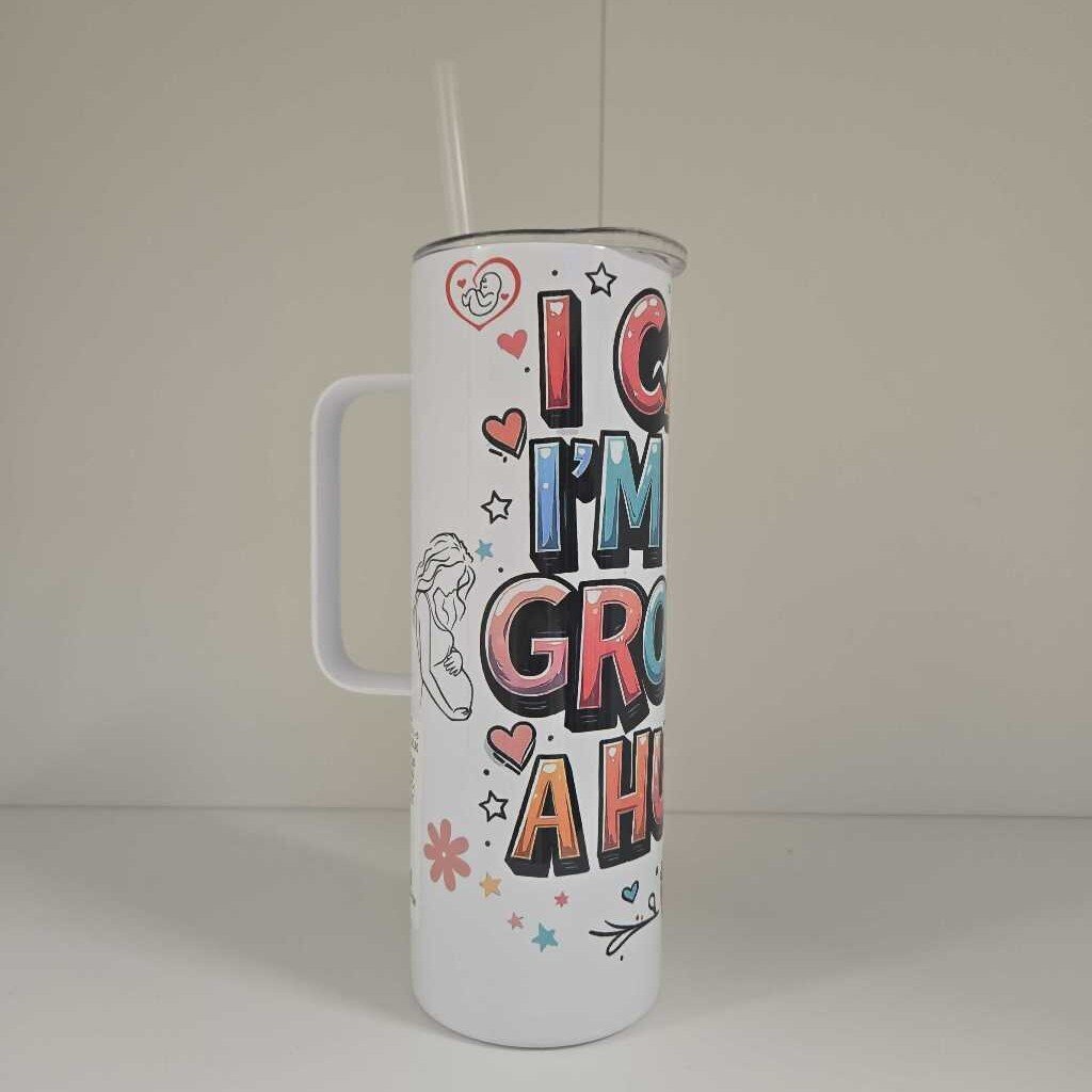 PREGNANCY 20 OZ STAINLESS TUMBLER WITH HANDLE