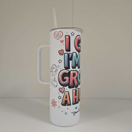 PREGNANCY 20 OZ STAINLESS TUMBLER WITH HANDLE