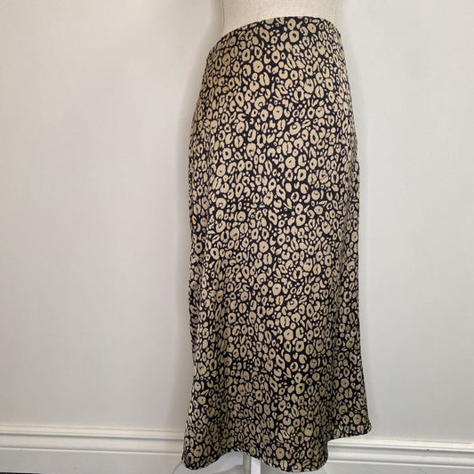ONLY - BLACK/TAN CHEETAH PRINT MIDI SKIRT