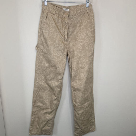 TOPSHOP - CREAM FLORAL PATTERNED HIGH-WAIST CARGO JEANS