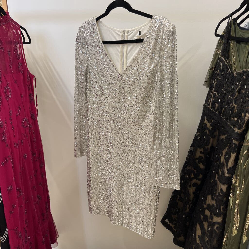 Silver Sequin Mini Dress