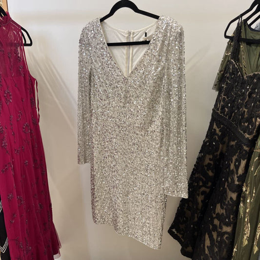 Silver Sequin Mini Dress