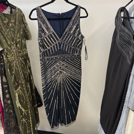 Navy Beaded Art Deco Dress