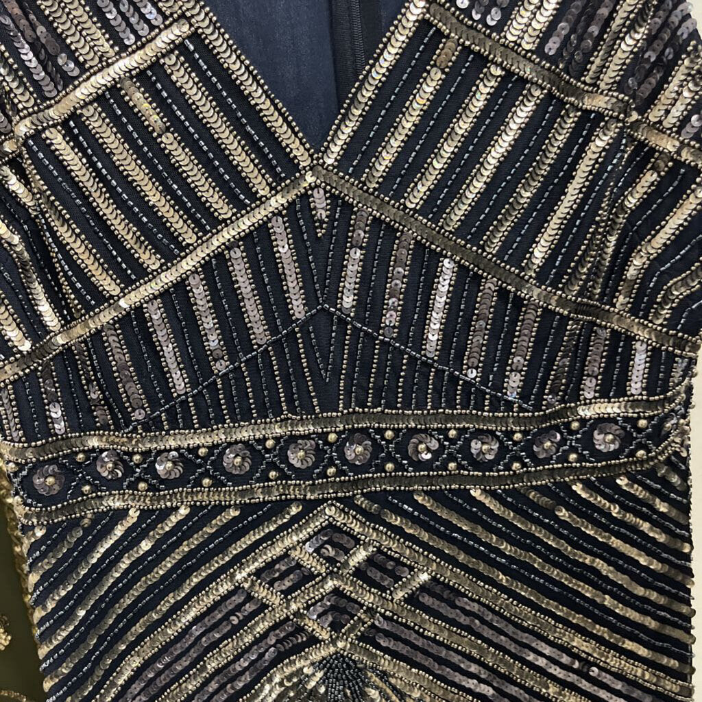 Navy Beaded Art Deco Dress
