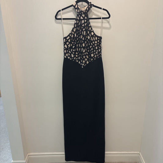 Black Geometric Cutout Maxi Gown