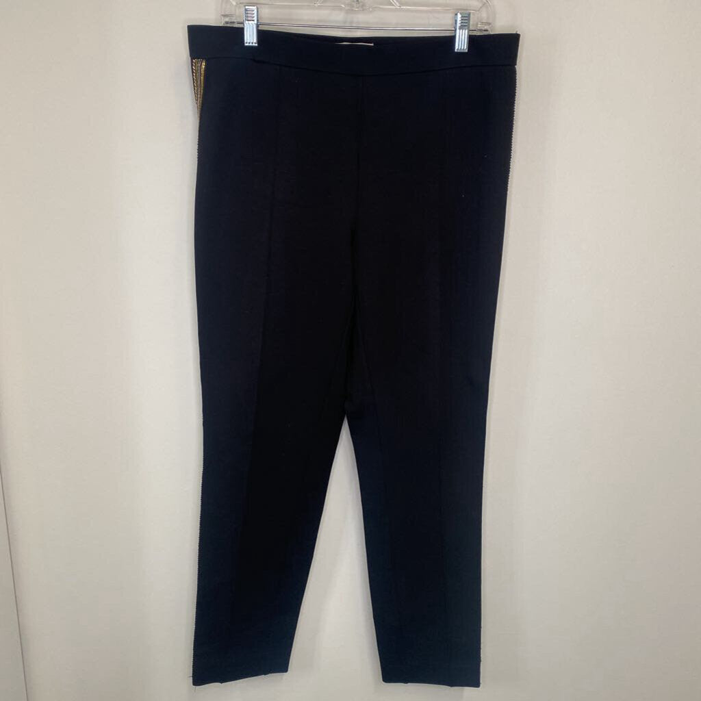 MELANIE LYNE - BLACK PULL-ON PANT W/ GOLD STRIPE DETAILING