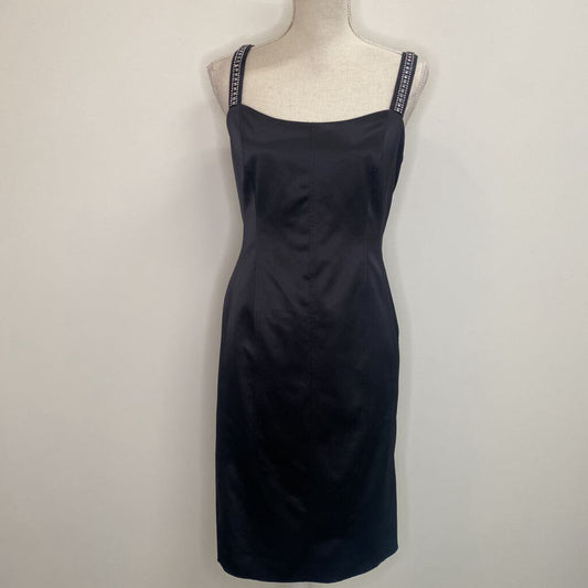 JONES NEW YORK - BLACK SATIN MIDI DRESS W/ JEWELLED STRAPS