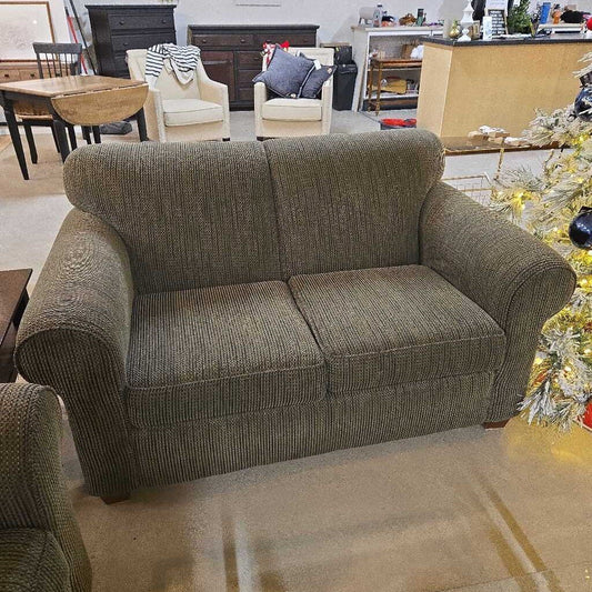 GREEN CORDUROY LOVESEAT