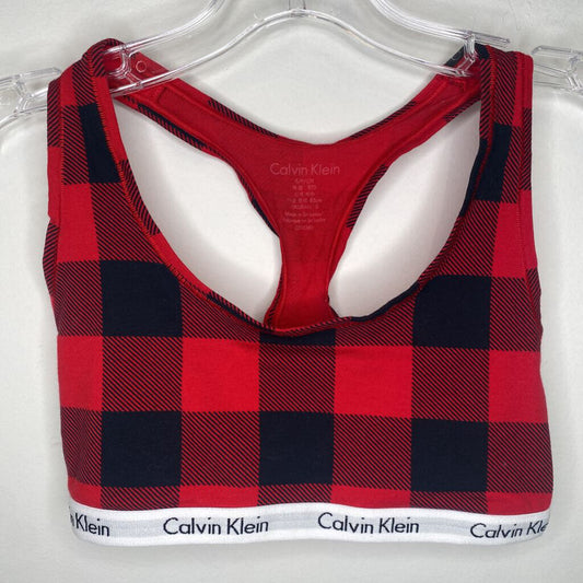 CALVIN KLEIN - BLACK/RED PLAID SPORTS BRA