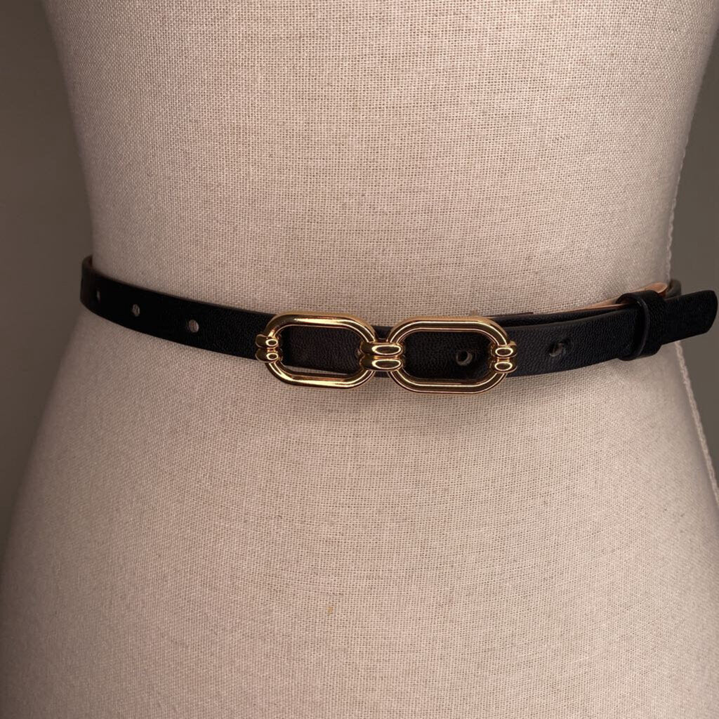 BLACK/GOLD THIN BELT