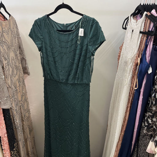 Dark Emerald Beaded Blouson Gown