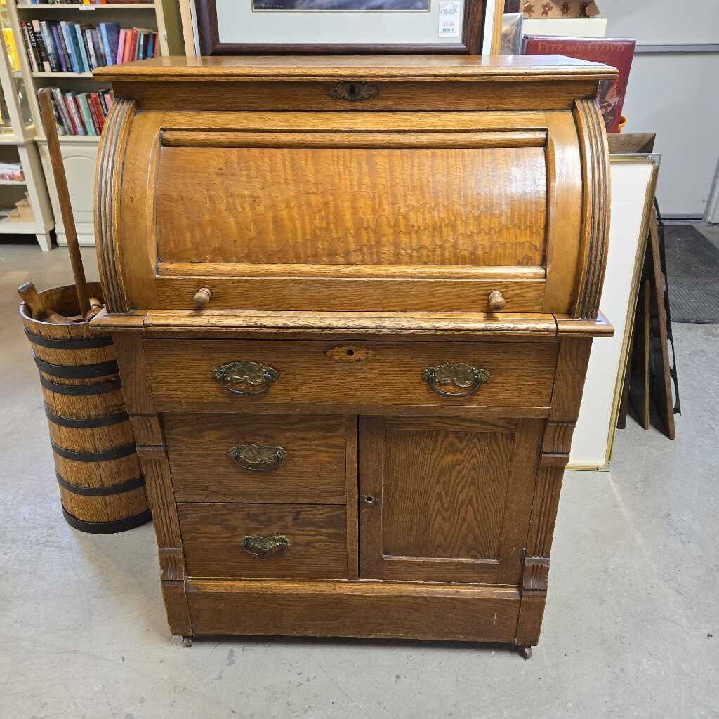 ANTIQUE OAK ROLLTOP DESK
