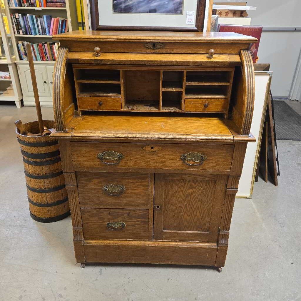 ANTIQUE OAK ROLLTOP DESK