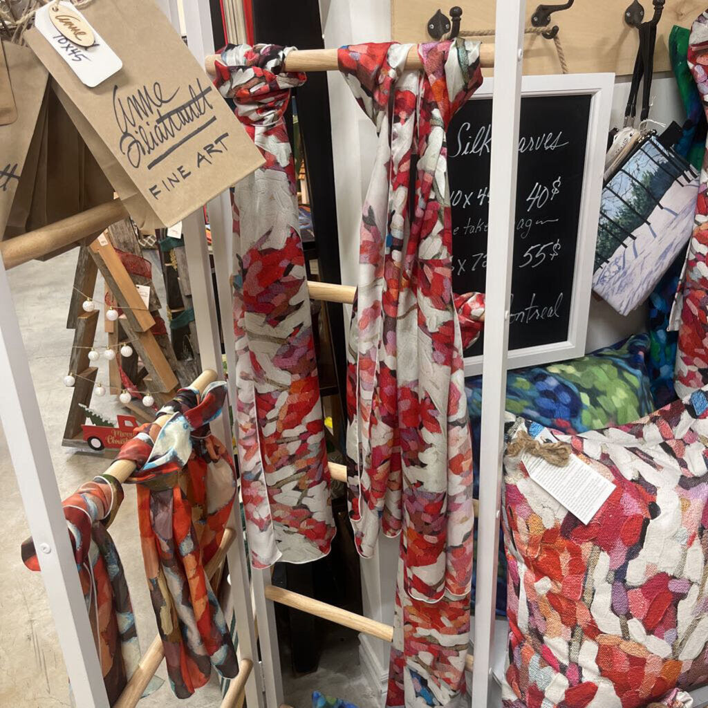 Crimson Leaves Large silk scarf