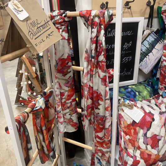 Crimson Leaves Large silk scarf