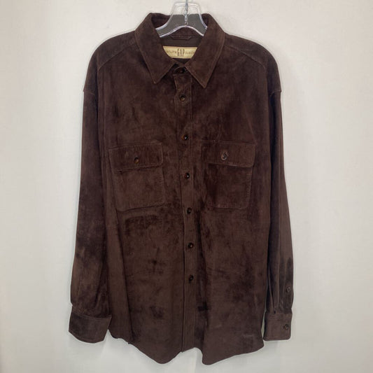 GAP - DARK BROWN 100% GENUINE SUEDE BUTTON-UP SHIRT