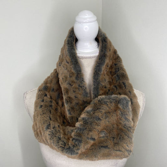BROWN FAUX FUR INFINITY SCARF