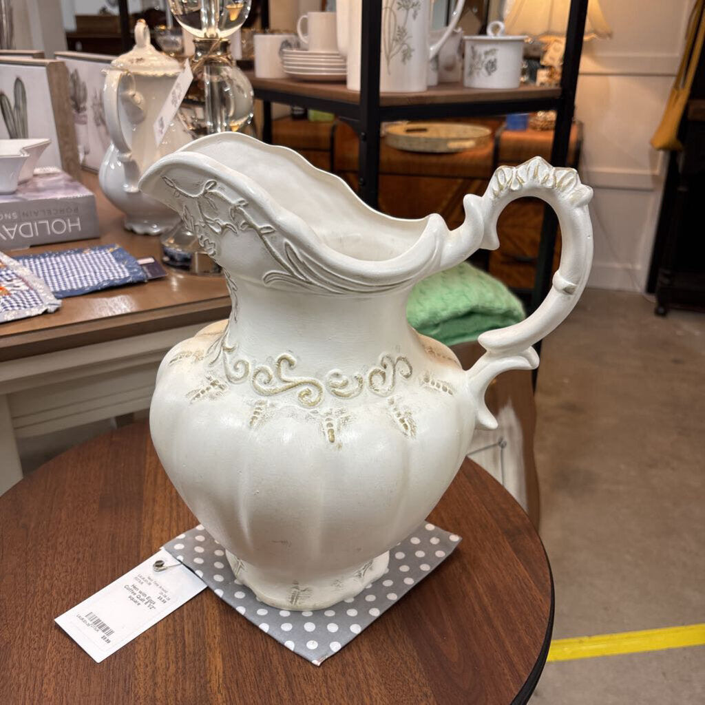Decorative Ceramic Pitcher (cream & gold)