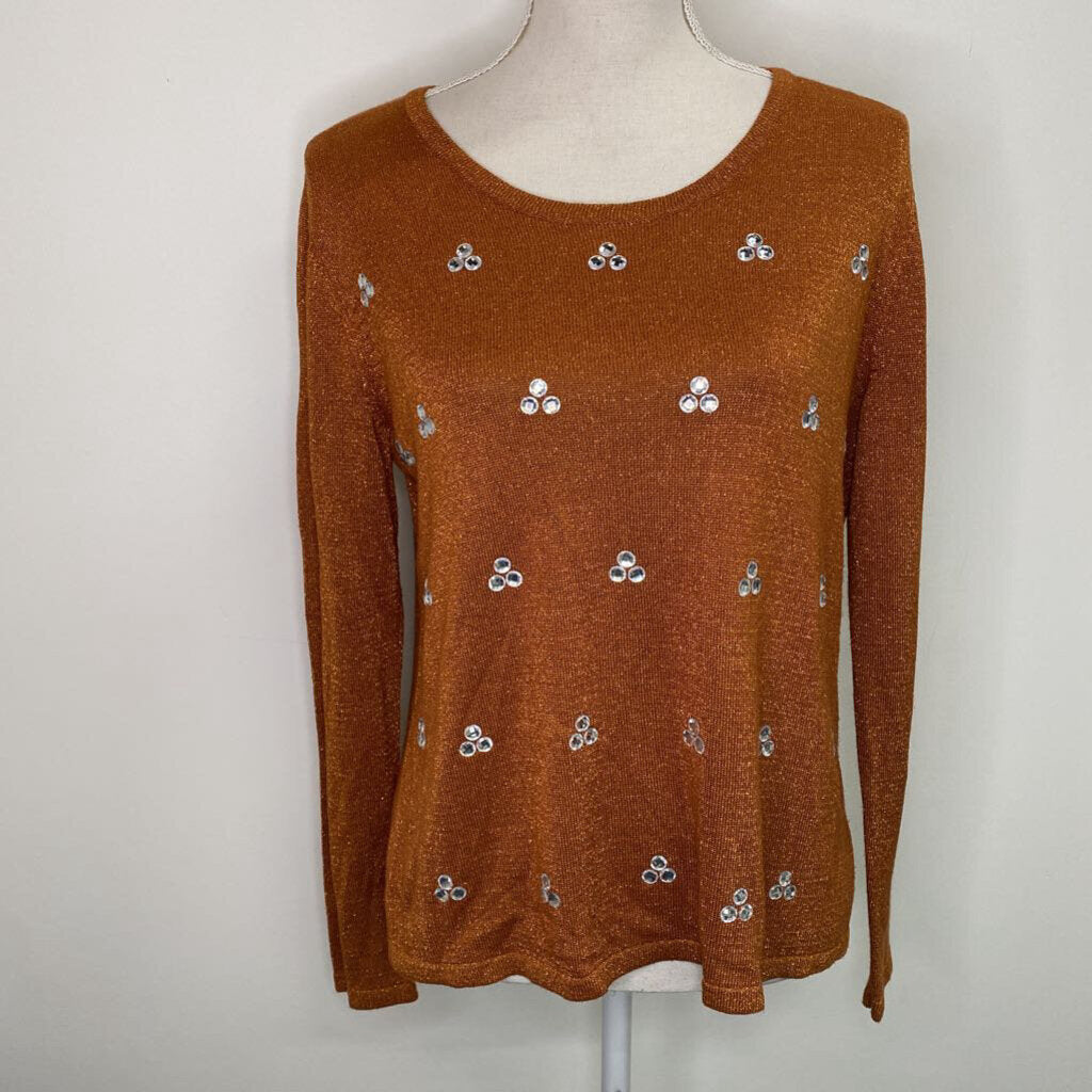 SPANNER - RUST ORANGE L/S TOP W/ RHINESTONES