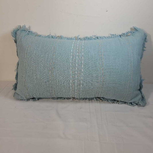 BLUE LUMBAR FRINGE PILLOW