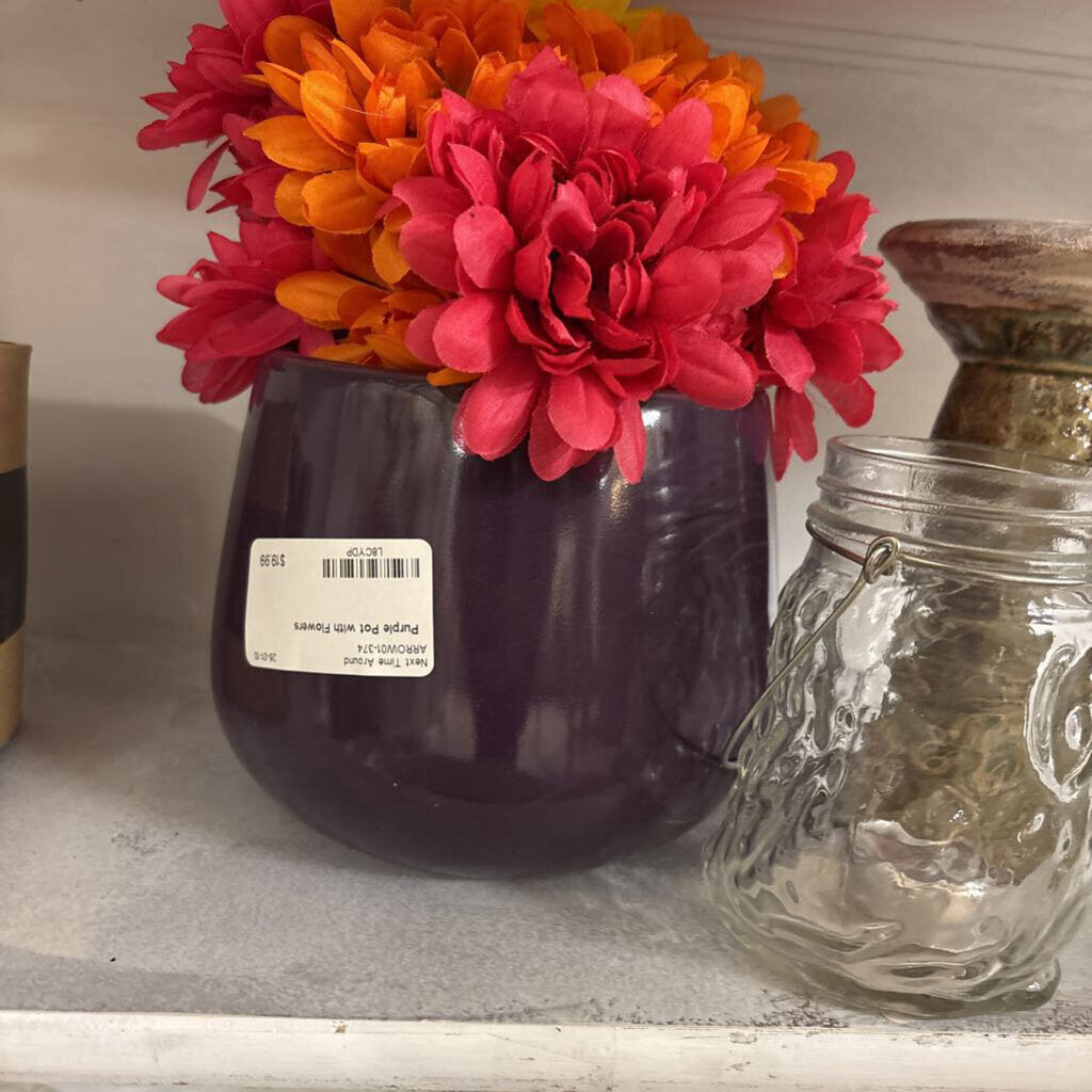 Purple Pot with Flowers