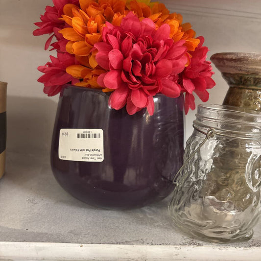 Purple Pot with Flowers