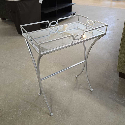 MIRROR TOP SILVER END TABLE