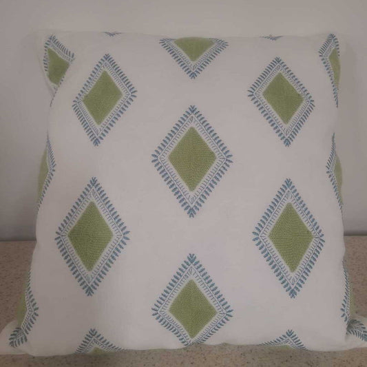 GREEN, BLUE, WHITE DOWN FILLED PILLOW