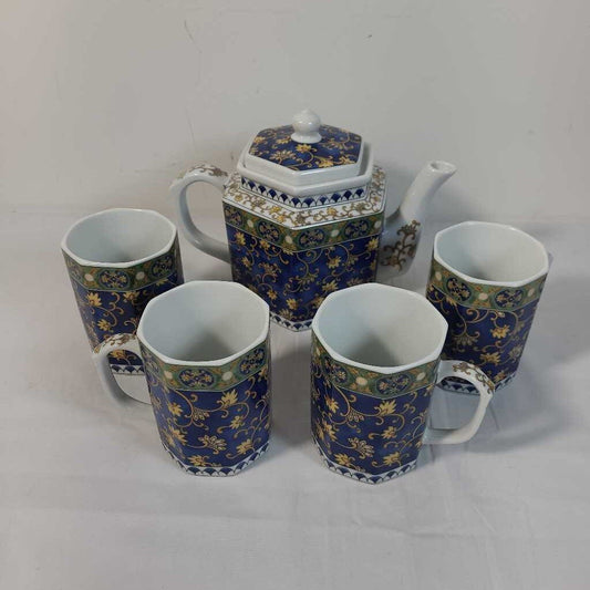 5pc TOSCANY COLLECTION TEA POT & CUPS