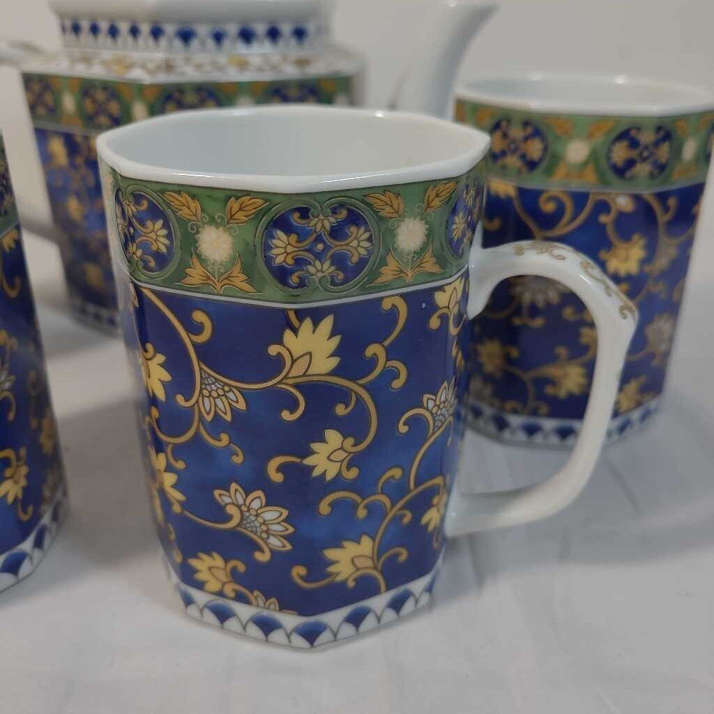 5pc TOSCANY COLLECTION TEA POT & CUPS