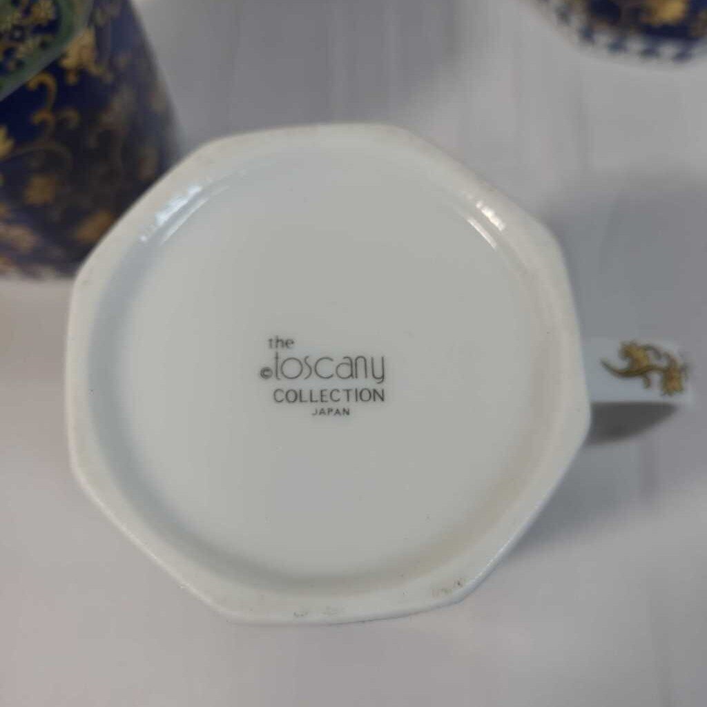 5pc TOSCANY COLLECTION TEA POT & CUPS