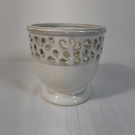 CERAMIC POT W/ CUT OUTS