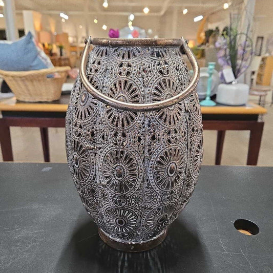 PUNCHED TIN CANDLE HOLDER