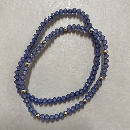 BLUE BEADED BRACELETS X2