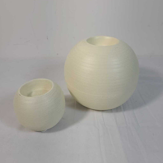 PR IVORY RIBBED TEALIGHT HOLDERS