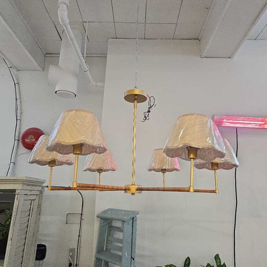 6 LIGHT RATTAN CHANELIER (new in box)