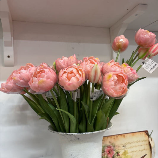 18" Fresh Touch Pink Double Peony Tulip Bundle
