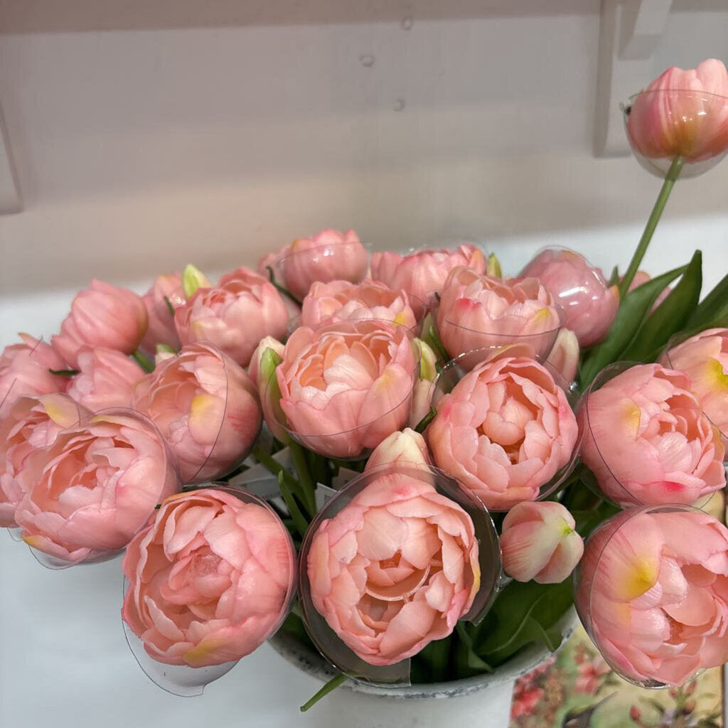 18" Fresh Touch Pink Double Peony Tulip Bundle