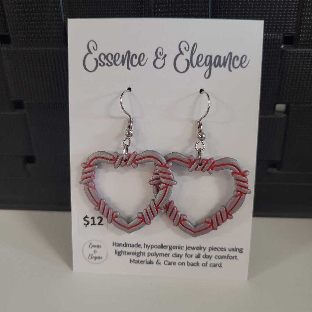 BARBED WIRE HEARTS RED - SILVER