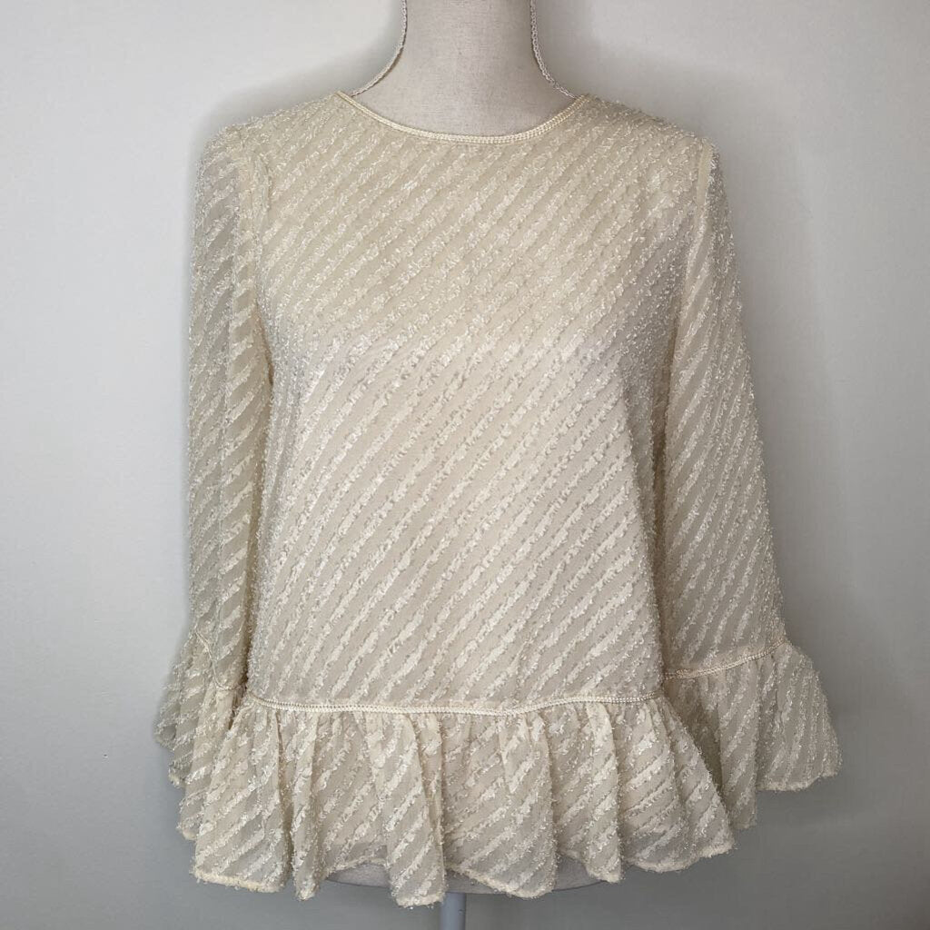 MAX STUDIO - CREAM TEXTURED L/S BLOUSE