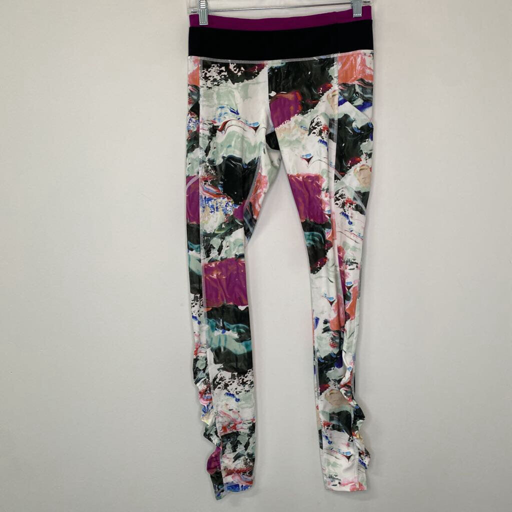 LULULEMON - MULTI-COLOUR ABSTRACT RUCHED-ANKLE LEGGINGS