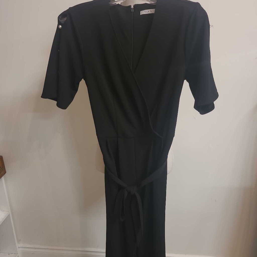BLACK BELTED JUMPSUIT